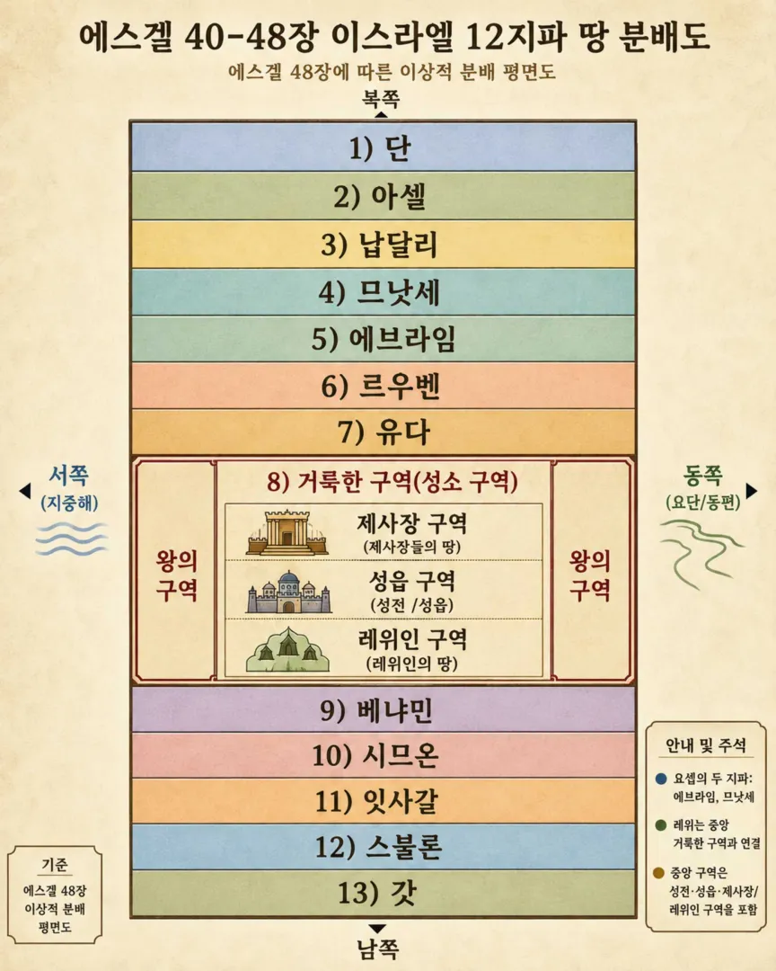 [에스겔] 에스겔서에 나오는 이스라엘 12지파의 땅 분배도_vora.jpg.webp