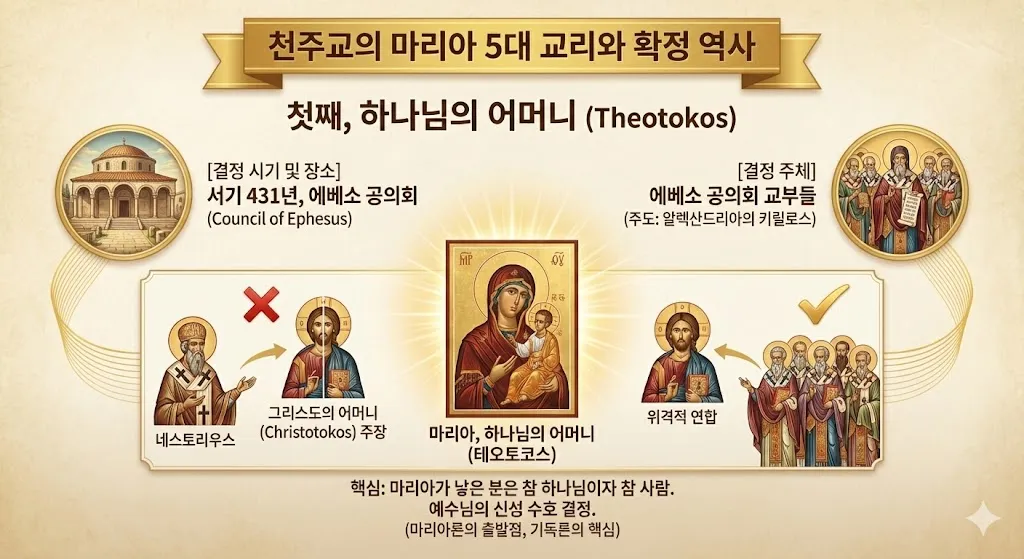천주교의 마리아 5대 교리와 확정 역사_(1)하나님의 어머니.jpg.webp