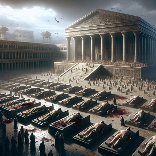 Amos 8:3 - "And the songs of the temple shall be howlings in that day, saith the Lord GOD: there shall be many dead bodies in every place; they shall cast them forth with silence."