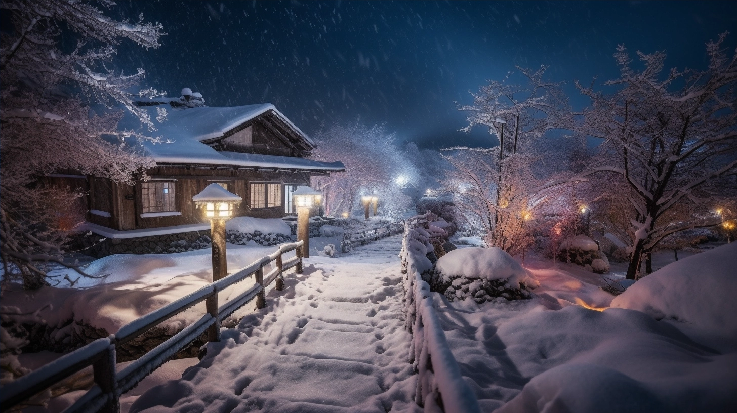 —Pngtree—night snow scene in village_2455844.png